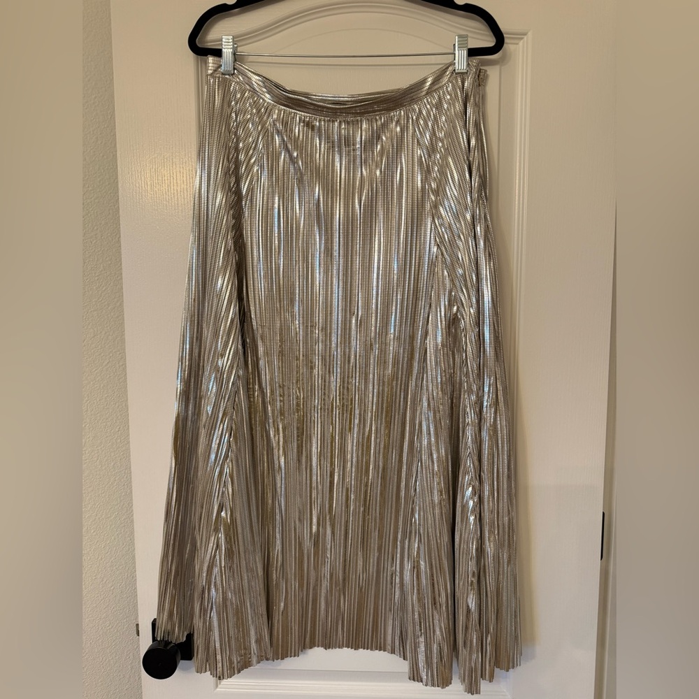 Anthropologie Metallic Silver Skirt